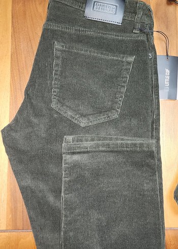 Erkek Haki yeşili Regular Fit Kadife Pantolon - Görsel 2