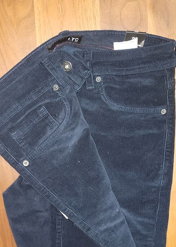 Erkek Lacivert Düğmeli Kadife Pantolon - Görsel 3