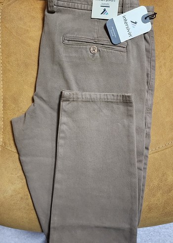 Bej Erkek Süet Pantolon İntersivin,%75 Pamuk,%22 Tensel,%3 Likra - Görsel 2