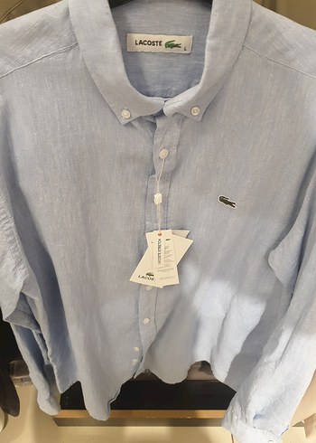 Lacoste Mavi Keten Erkek Gömlek