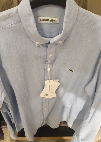 Lacoste Lacoste Mavi Keten Erkek Gömlek