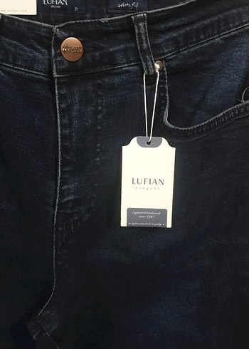 Lufian Lacivert Baskılı Düğmeli Kadın Jean