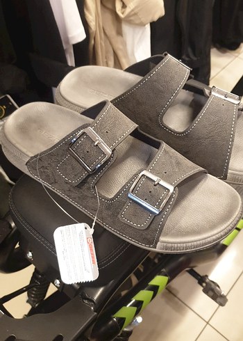 Gri Süet Erkek Sandalet Çift Tokalı GEZER MARKA. - Görsel 4