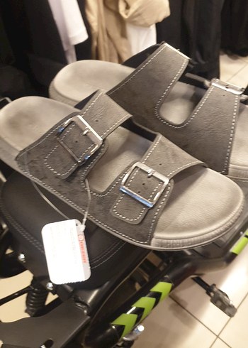 Gri Süet Erkek Sandalet Çift Tokalı GEZER MARKA. - Görsel 3