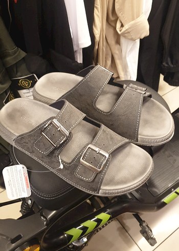 Gri Süet Erkek Sandalet Çift Tokalı GEZER MARKA. - Görsel 11