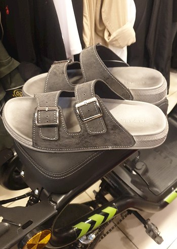 Gri Erkek Biker Sandalet Çift Tokalı GEZER TERLİK. - Görsel 7