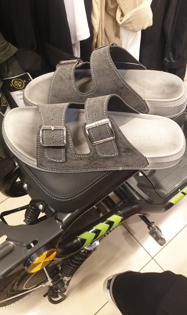 Gri Erkek Biker Sandalet Çift Tokalı GEZER TERLİK. - Görsel 2