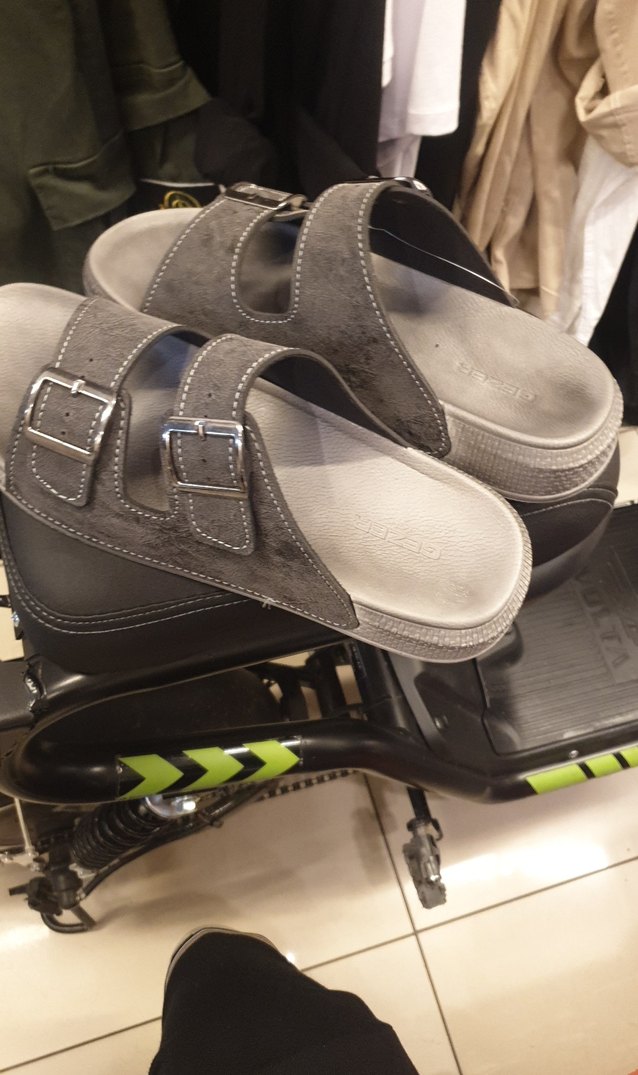 Gri Erkek Biker Sandalet Çift Tokalı GEZER TERLİK. - Görsel 4