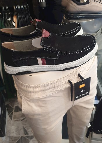 Diğer Stone İsland Siyah Suet Slip On Ayakkabi