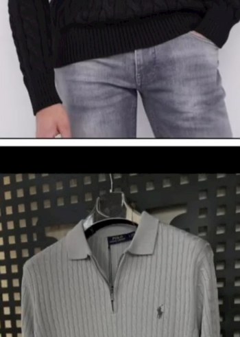 l Beden Erkek Siyah Örgü Triko Sweatshirt