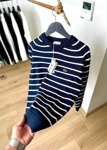 Erkek Lacivert Çizgili Triko Kazak - Görsel 4