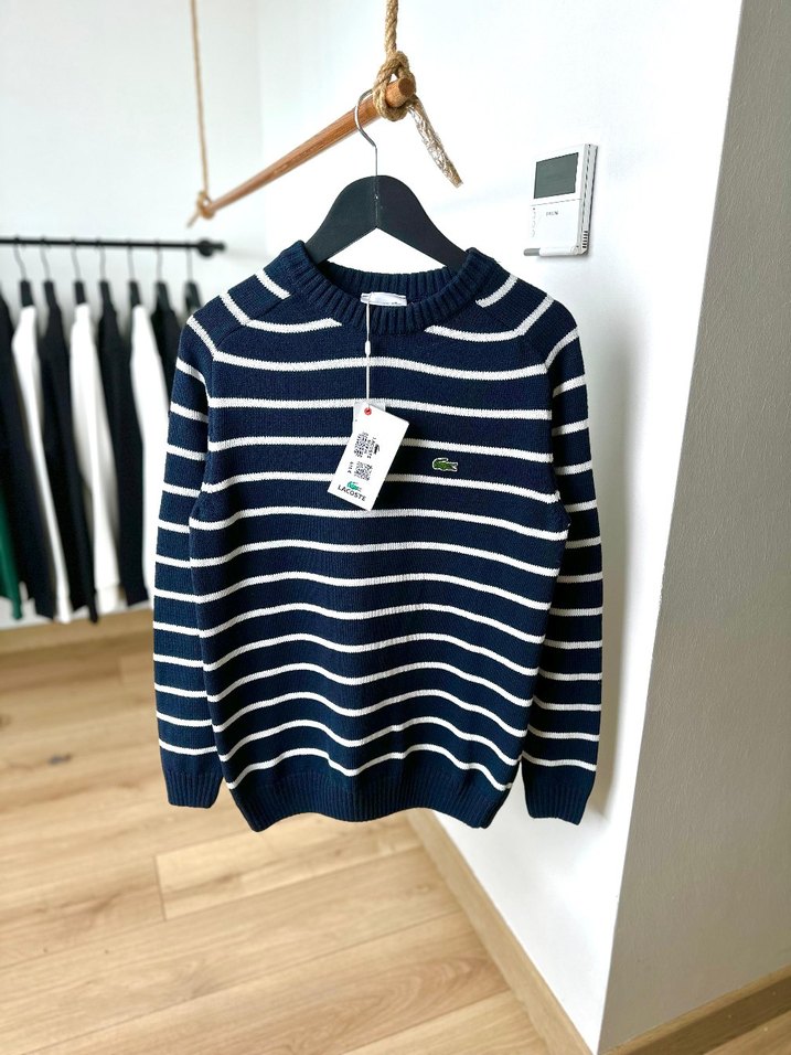 Erkek Lacivert Çizgili Triko Kazak - Görsel 5