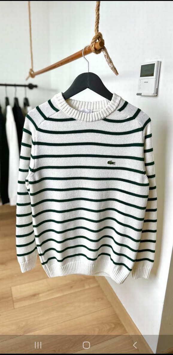 Erkek Lacivert Çizgili Triko Kazak - Görsel 2