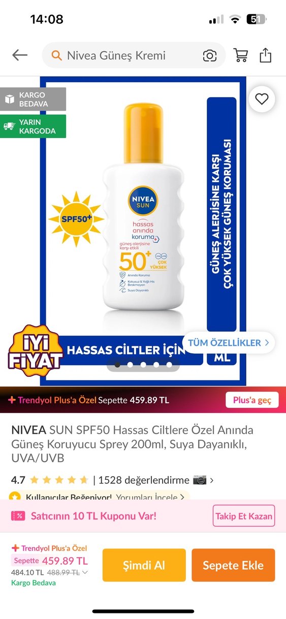 Nivea Sun Kids SPF 50+ Hassas Güneş Spreyi 120 ml - Görsel 3