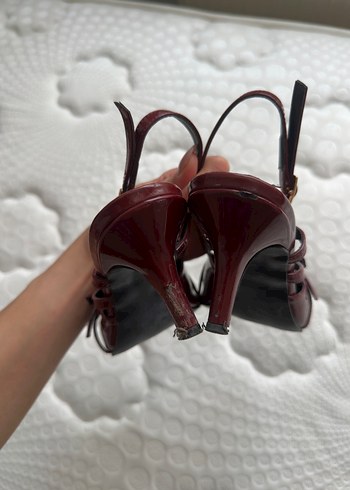 39 Beden bordo Renk Burgundy Deri Parlak Stiletto Topuklu Kadın Ayakkabı