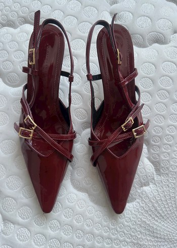 Burgundy Deri Parlak Stiletto Topuklu Kadın Ayakkabı