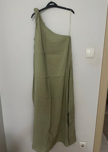 m Beden Bohem Tarzı Kayık Yaka Uzun Elbise