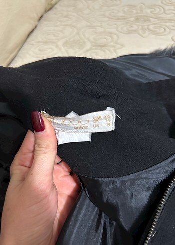 Kürklü Siyah Uzun Gotik Kadın Kaban - Görsel 4