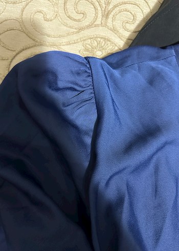 Klasik Drapeli Uzun Lacivert Kadın Elbise - Görsel 7