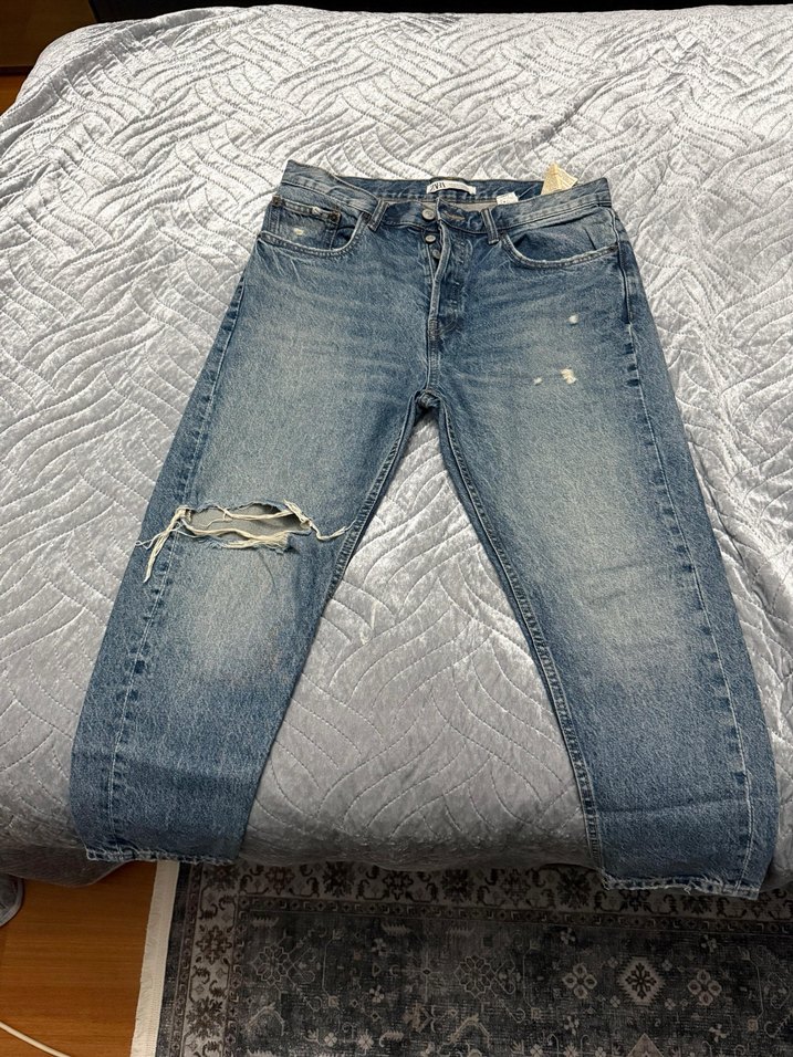 Kabartmalı Salaş Midi Boy erkek Kot Pantolon - Görsel 5