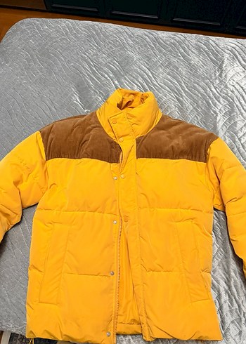 Sarı erkek  Şişme Ceket Yüksek Yakalı - Görsel 3