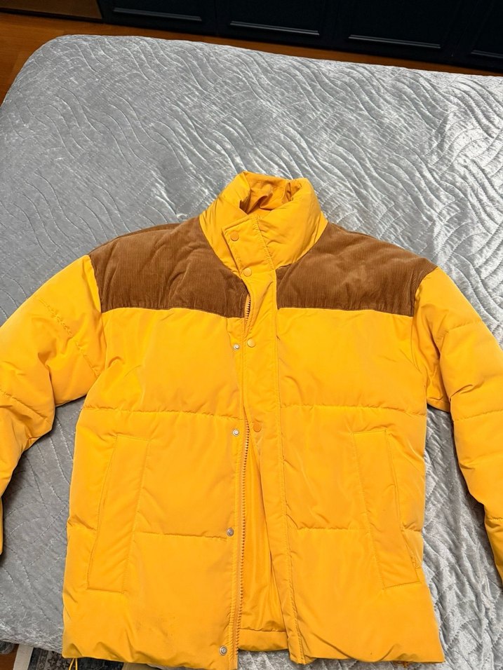 Sarı erkek  Şişme Ceket Yüksek Yakalı - Görsel 3