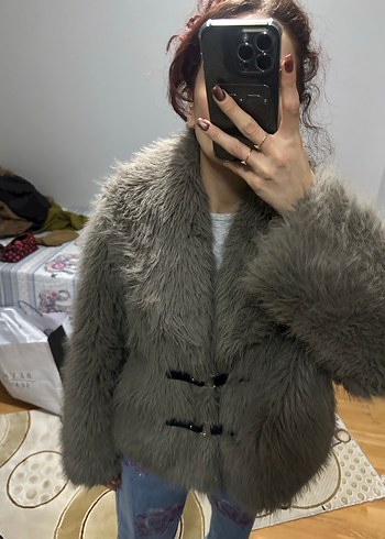 Kahve  Kadın Midi Boy Kürk Detaylı Kaban - Görsel 3