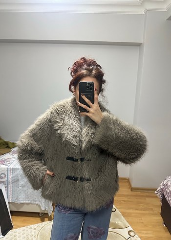 Kahve  Kadın Midi Boy Kürk Detaylı Kaban - Görsel 4