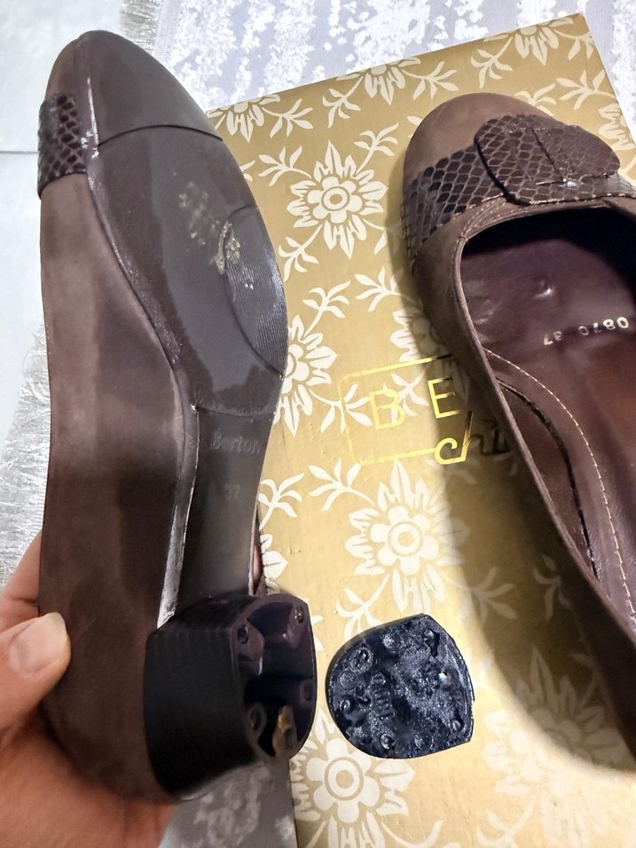 Kahverengi Süet Dolgu Topuklu Kadın Ayakkabı - Görsel 2