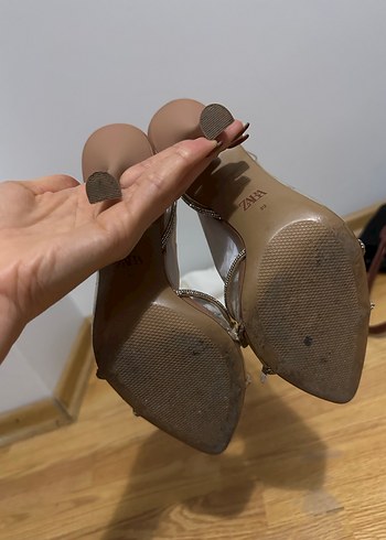 Bej Işıltılı Stiletto Kadın Abiye Ayakkabı - Görsel 2