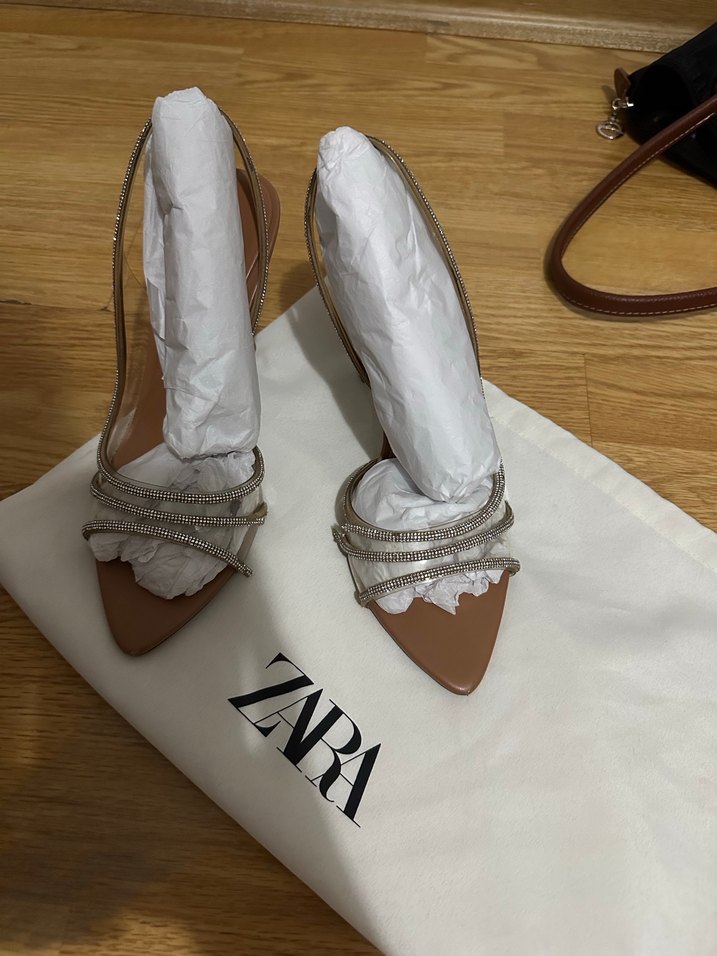 Bej Işıltılı Stiletto Kadın Abiye Ayakkabı - Görsel 5