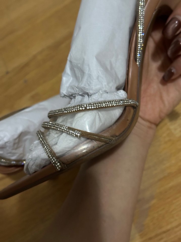 Bej Işıltılı Stiletto Kadın Abiye Ayakkabı - Görsel 4