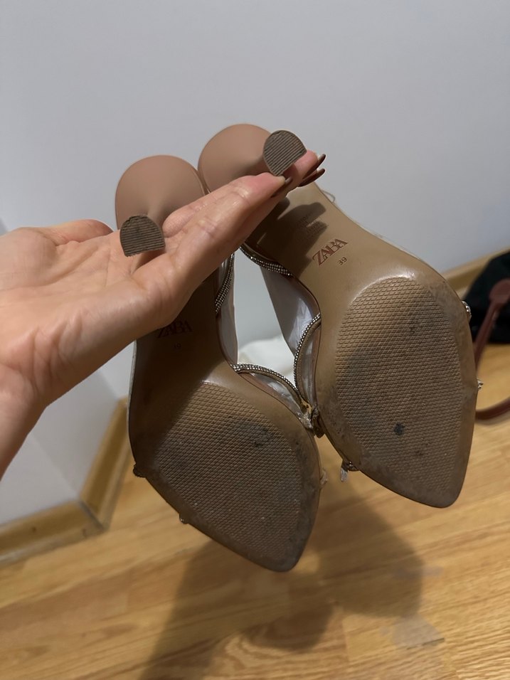 Bej Işıltılı Stiletto Kadın Abiye Ayakkabı - Görsel 2