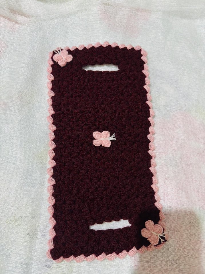 Kırmızı Beyaz Örgü Çiçekli Lif - Görsel 5