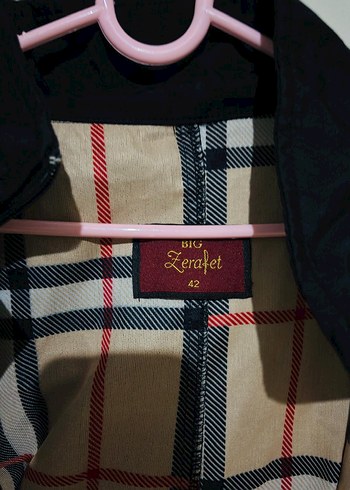 Düğmeli Siyah  Kadın Ceket yagmurluk - Görsel 4