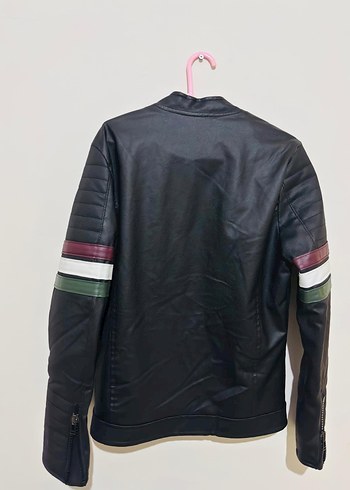 Erkek Siyah Deri Biker Ceket - Görsel 2