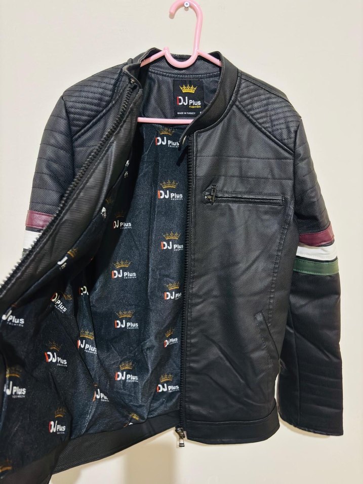 Erkek Siyah Deri Biker Ceket - Görsel 3