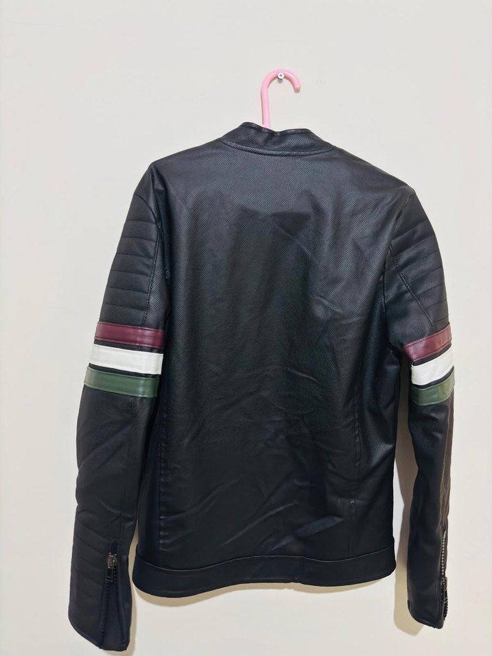 Erkek Siyah Deri Biker Ceket - Görsel 2