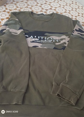 ErkekHaki Kamuflaj Sweatshirt - Görsel 2