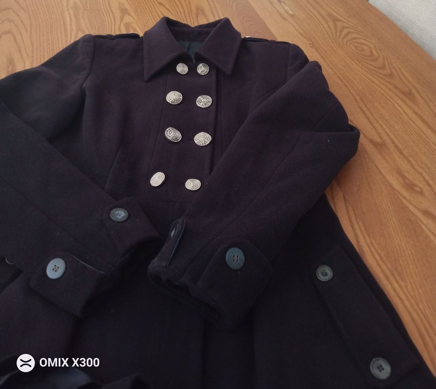 Düğmeli Siyah kaşe Kadın manto - Görsel 2