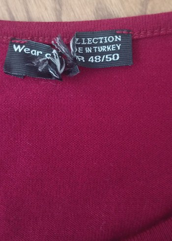 Kadın Kırmızı Uzun Kollu Baskılı Tişört - Görsel 3