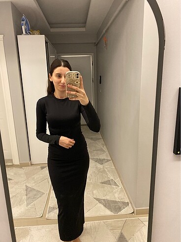 s Beden Siyah uzun elbise