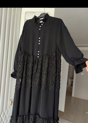 Siyah Fırfırlı Uzun Gotik Elbise - Görsel 2