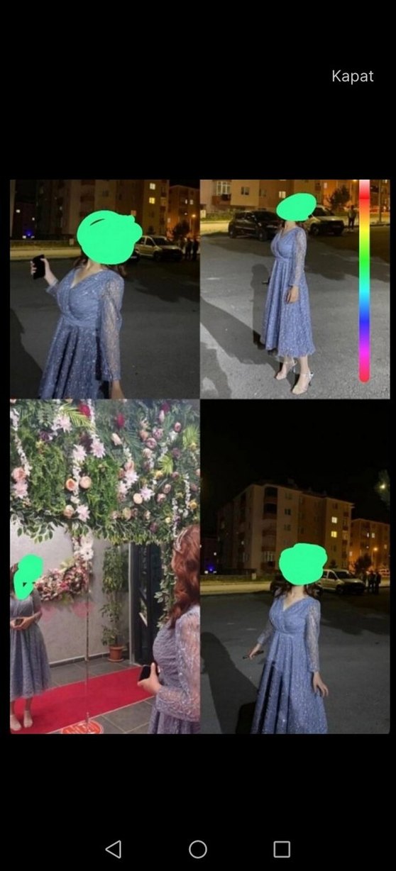 V Yaka Dantel mını sımlı Abiye Elbise - Görsel 2