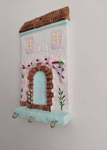 English Home Pastel Renkli Ev Temalı Anahtarlık Askısı