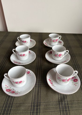 El Yapımı Zarafet: 6 Kişilik Antika Çin Porseleni Kahve Takımı - Görsel 2