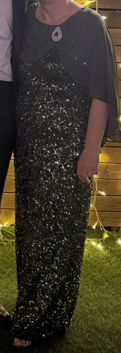 Oleg Cassini Kadın Haki Uzun Abiye Elbise - Görsel 5