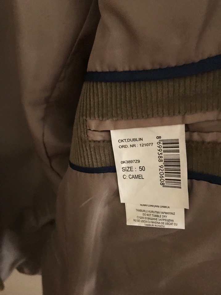 Camel Kadife Düğmeli Erkek Ceket - Görsel 3