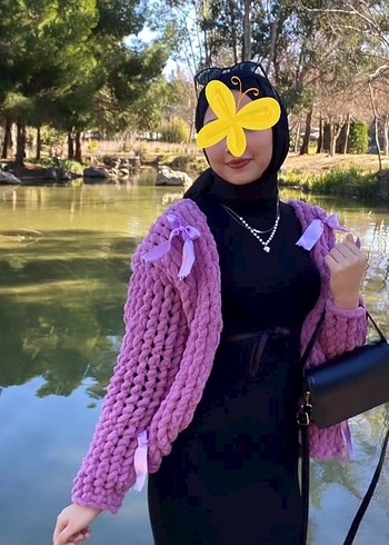 Mor el Örgüsü Midi Hırka tasarım
