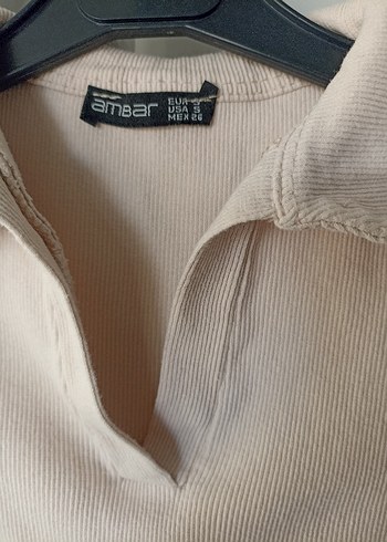 s Beden Bej V Yakalı Kadın Crop Top
